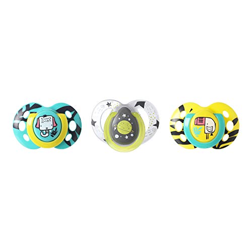 Tommee Tippee Day & Night Pacifiers, with Glow-In-The-Dark, BPA-free, 6-18 Months, 3 Count (Colors May Vary)