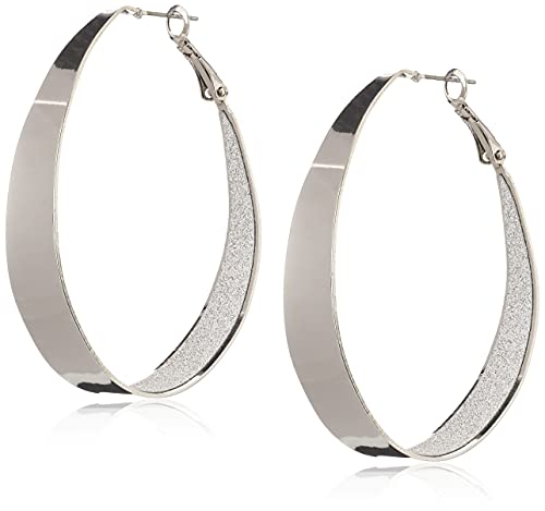 Guess Large Oval Glitter Hoop Earrings