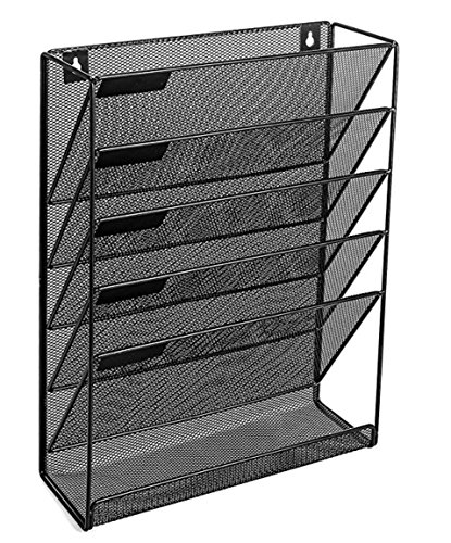 Vertical File Organizer for Home and Office | Mail Holder, Magazine Rack and File Storage. Black | by Omni SolidWare
