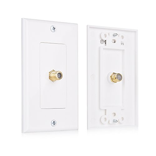 Cable Matters 2-Pack 1-Port TV Cable Wall Plate (Coax Wall Plate) in White