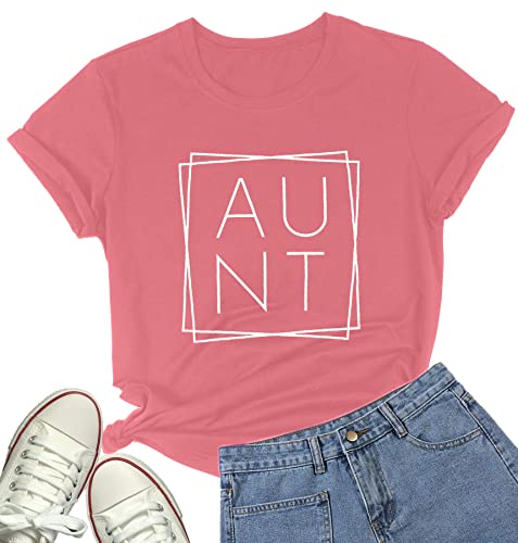 Aunt Vibes Shirt for Women Auntie Short Sleeve T Shirts Letter Printed Casual Summer Vacation Tee Shirts Tops