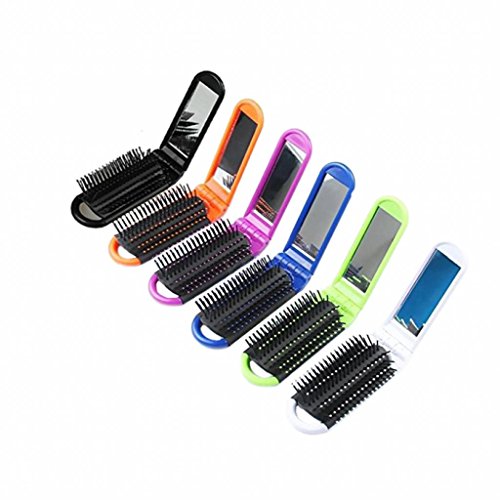 Book Cover LOUISE MAELYS 6pcs Colorful Folding Pocket Hair Brush Portable Hair Comb for Travel Christmas Gift Idea