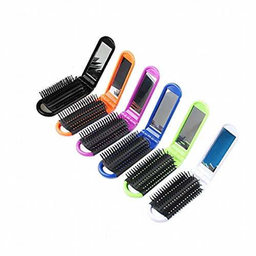 Louise Maelys 6pcs Colorful Folding Pocket Hair Brush Portable Comb for Travel Christmas Gift Idea