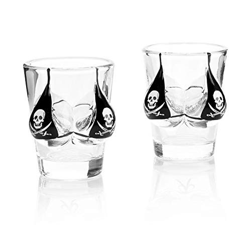 Pair Of 2oz Bikini Shot Glasses Pirate Design - Halloween Gift - Holiday Gift Set - Collectible Souvenier