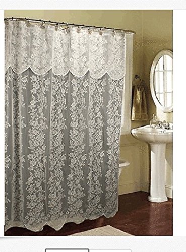Book Cover Romance Lace Beige Fabric Shower Curtain with an Attached Valance, 70 X 72 Long
