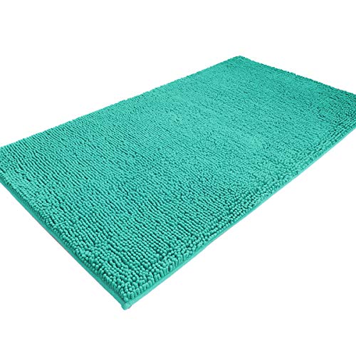 Book Cover Mayshine 2.6x4.9ft Absorbent Microfiber Quick Drying Chenille Shaggy Machine washable Dog Runner Doormats and bed mat - Turquoise