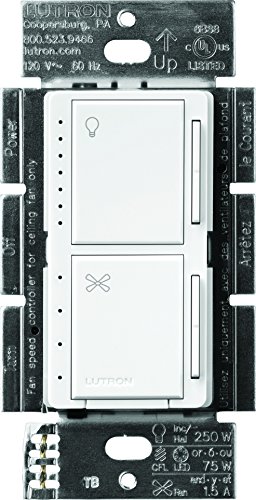 Lutron Maestro Fan Control and Light Dimmer for LEDs, Incandescent and Halogen, Single-Pole, MACL-LFQ-WH, White