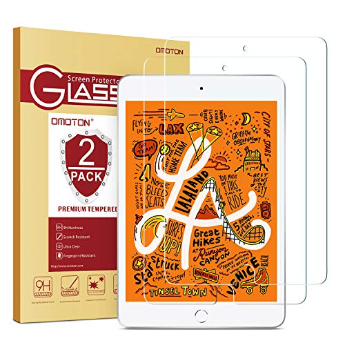 OMOTON [2 Pack] Screen Protector for iPad Mini 5 2019 / iPad Mini 4 - Tempered Glass/Apple Pencil Compatible/Scratch Resistant