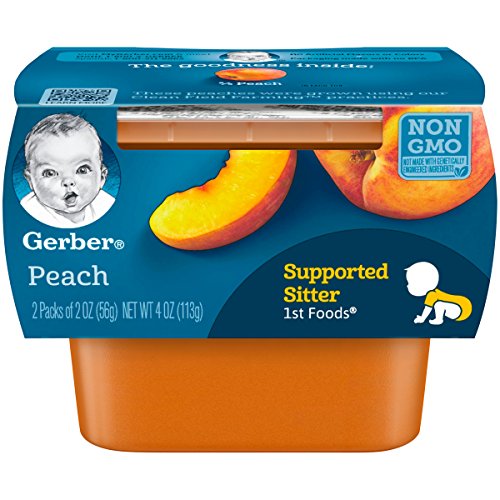 Gerber 1st Foods, Peach Pureed Baby Food, 2 Ounce Tubs, 2 Count (Pack of 8)