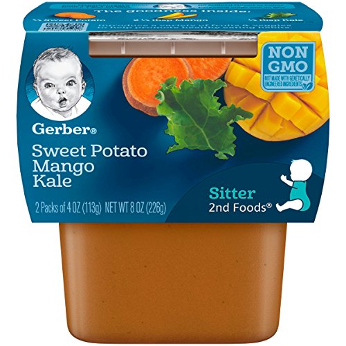 Gerber 2nd Foods, Sweet Potato, Mango & Kale Pureed Baby Food, 4 Ounce Tubs, 2 Count (Pack of 8)