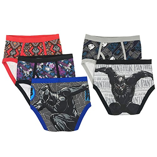 Book Cover Marvel Boys' Little 5-Pack Brief Underwear, Black Panther Multi, 6