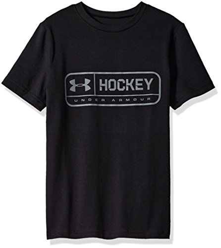 Book Cover Under Armour Boys Hockey Jock Tag Tee, Black (001)/Graphite, Youth Large