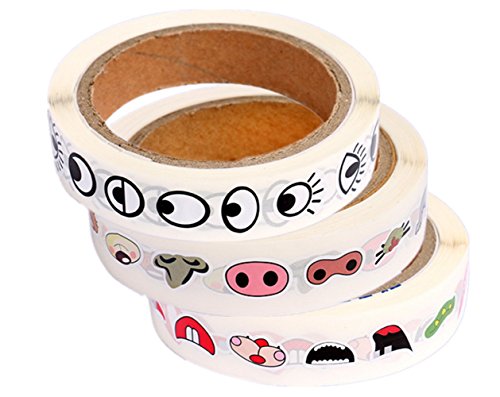 Fu-Fu Cute Colorful Mouth Sticker Labels -1000 Pcs Mouth Per Roll