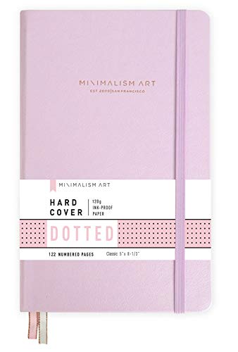 Minimalism Art, Premium Hard Cover Notebook Journal, Classic 5" x 8.3", 122â€…Numberedâ€…Pages, Gussetedâ€…Pocket, Ribbon Bookmark, Extra Thick Ink-Proofâ€…Paperâ€…120gsm, San Francisco (Dotted, Pink)
