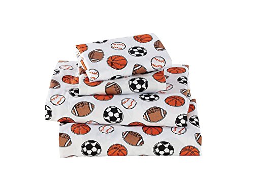 Fancy Collection Sheet Set Sport Baseball Basketball Football Soccer White Black Orange Brown New (Twin)