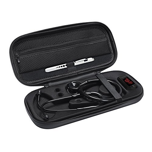 Sacoche de rangement pour stéthoscope 3M Littmann Classic III MDF Acoustica MDF MD acier inoxydable. Emplacement supplémentaire pour un marteau à réflexes Taylor et un stylo-lumineux à DEL multi-usage.