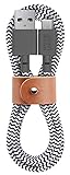 Native Union Belt Cable USB-A to USB-C - 4ft Ultra-Strong Charging Cable with Leather Strap – Compatible with iPhone 17 Pro, 17e, iPhone Air, Galaxy S26/S25 Ultra, Fold 7/Flip 7, iPad Pro (Zebra)