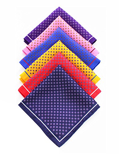 JEMYGINS 6PCS Silk Pocket Squares for Men Handkerchief Hanky Set