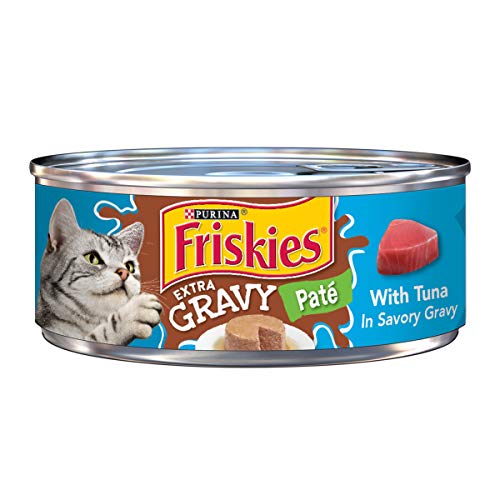 Purina Friskies Gravy Pate Wet Cat Food, Extra Gravy Pate With Tuna in Savory Gravy - (24) 5.5 oz. Cans