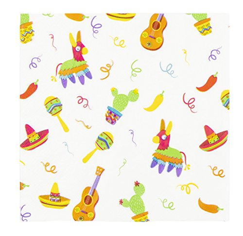 Fiesta Party Decorations, White Napkins (6.5 x 6.5 In, 150 Pack)