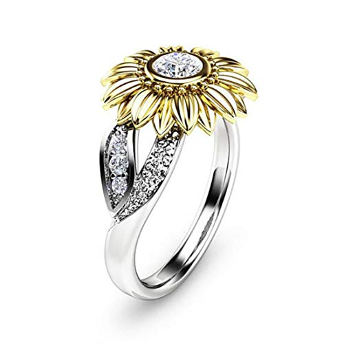 DALARAN Sunshine Rings for Women Sunflower Ring Size 7