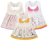 GZMM 3-Pack Baby Girl's Bibs Dress Infant Toddler waterproof Burp Cloths With Adjustable Snaps