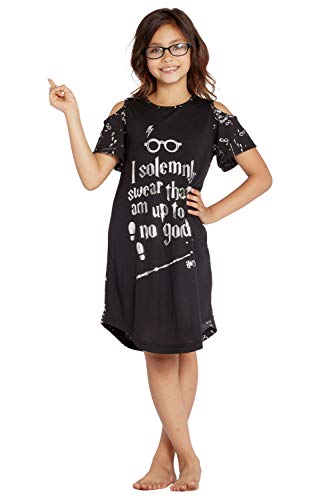 Intimo Big Girls Harry Potter I Solemnly Swear Shoulder Cut Out Nightgown (X-Large 14/16) Black