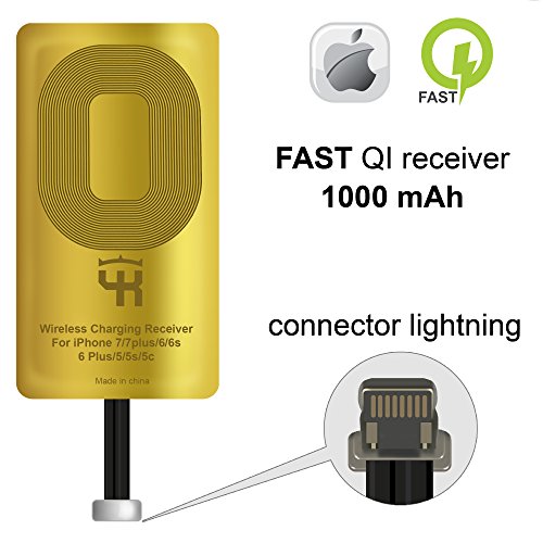 QI Receiver for IPhone 5- 5c- SE- 6- 6 Plus- 7- 7 Plus- IPhone Wireless Receiver- QI Receiver- Charging Receiver - QI Wireless Receiver IPhone- QI Wireless Charging Adapter