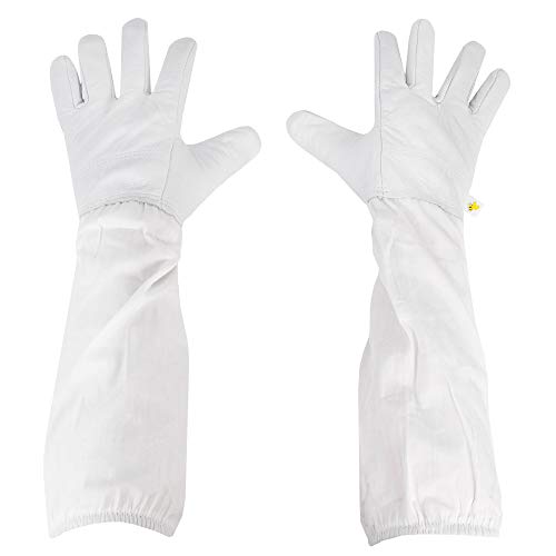 VIVO Medium Goatskin Beekeeping Gloves with Sleeves, Bee Keeping Apparel BEE-V103M