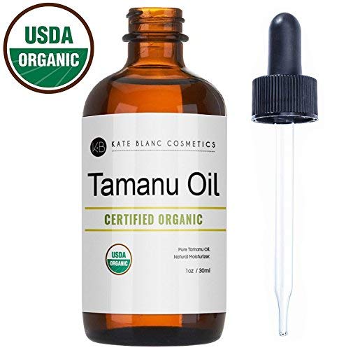Tamanu Oil for Face and Skin by Kate Blanc. USDA Certified Organic, 100% Pure, Cold Pressed, Unrefined. Helps with Acne, Scars, Eczema, Psoriasis, Stretch Marks, Rosacea, Anti-Aging, and Dry Skin.