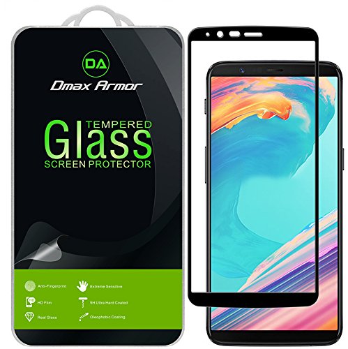 Book Cover [2-Pack] Dmax Armor for OnePlus 5T Screen Protector, (Full Screen Coverage) [Tempered Glass] Anti-Scratch, Anti-Fingerprint, Bubble Free, (Black)