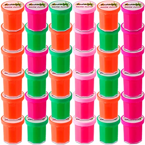Mini Noise Putty Slime - (Pack of 48) Slime Party Favors Sludge for Kids All Ages, Boys & Girls, Bulk Neon Silly Noise Putty for Goodie Bag Party Supplies, Stocking Stuffers