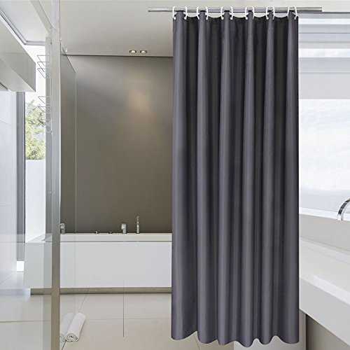 Aoohome Stall Shower Curtain 36 Width x 72 Height Inch, Solid Fabric Bathroom Curtain for Hotel with Hooks, Waterproof, Dark Grey