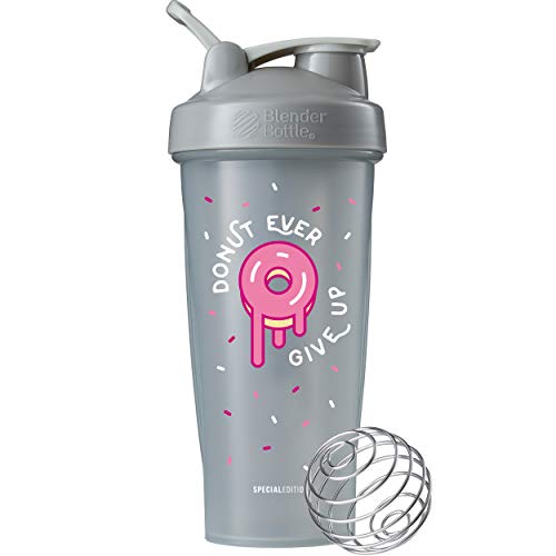 Book Cover BlenderBottle Just for Fun Classic 28-Ounce Shaker Bottle, Donut Ever Give Up