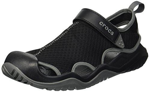 Crocs Men's Swiftwater Mesh Deck Sandals, Black, 11 Men