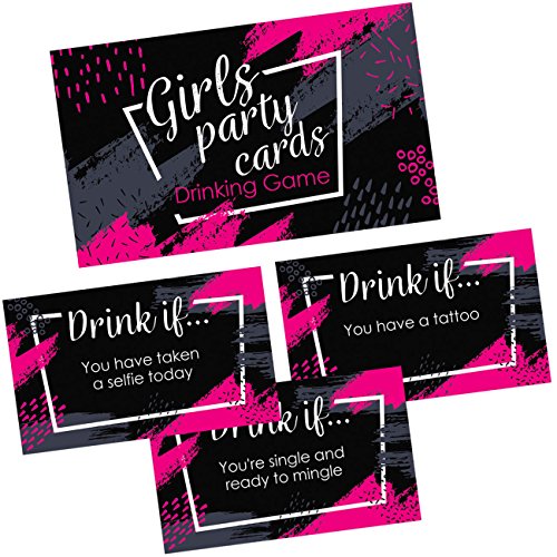 Girls Party Drinking Games Cards - 36 Funny & Naughty Adult Drink If Cards for Birthday, Night Out, Bachelorette Party Supplies & Decorations