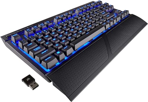 CORSAIR K63 Wireless Mechanical Keyboard & Gaming Lapboard Combo - Game Comfortably on Your Couch - Backlit Blue Led, Cherry MX Red - Quiet & Linear (CH-9515031-NA)