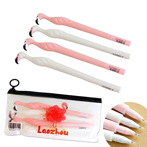 4pcs Creative Cute Flamingo Gel Ink Pens Office School Writing Supplies,0.5mm