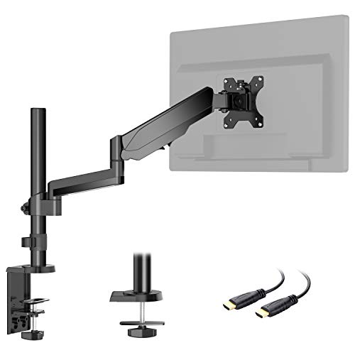 Book Cover HUANUO Monitor Arm Height-adjustable, Gas Spring Arm 360 Â° Rotatable for 13 to 32 inch Screen, 2 Mounting Options, with HDMI Cable
