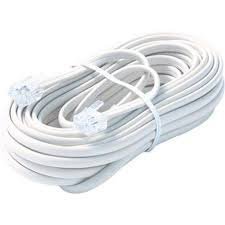 Bistras 50 Ft 4C Telephone Extension Cord Cable Line Wire, for Any Phone, Modem, Fax Machine, Answering Machine, Caller ID, White Original Version
