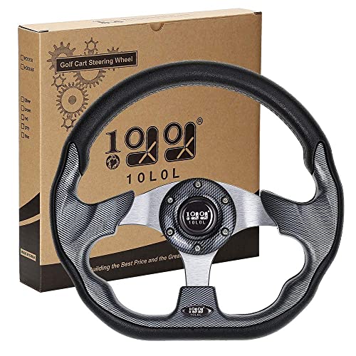 10L0L Golf Cart Steering Wheel, Universal Design Fit EZGO RXV & TXT, Club Car DS, Club Car Precedent Tempo, Yamaha, Most Golf Cart (Style2 Gray)