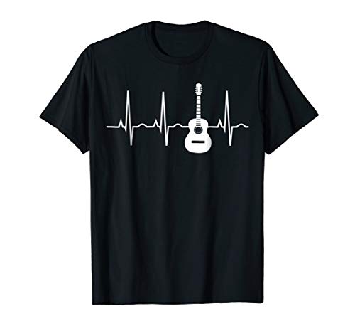 Book Cover Acoustic Guitar Heartbeat Shirt - Guitar Musician T-Shirt