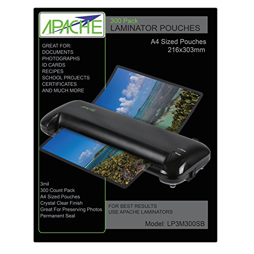 Book Cover Apache Laminating Pouches, Letter Size, 300 Pack, 3 mil
