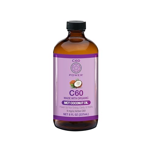 C60 Purple Power Organic MCT Coconut Oil, Organic Cold-Pressed Coconut Oil, 99.99% Pure C60 Carbon Fullerenes (8 oz)