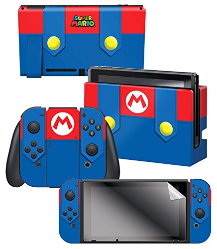 Controller Gear Nintendo Switch Skin & Screen Protector Set - Super Mario - Mario's Outfit - Nintendo Switch
