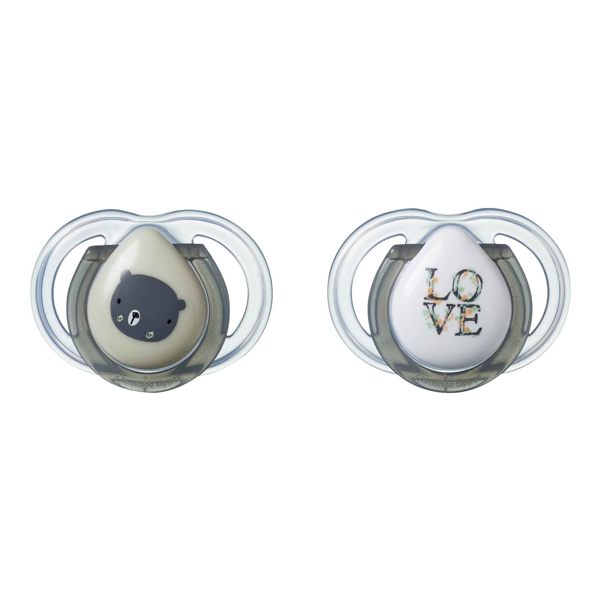 Tommee Tippee Newborn Pacifiers, Symmetrical Design, BPA-Free Binkies, 0-2m, 2-Count, Colors and Designs May Vary