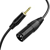 CableCreation 3.5mm to XLR, 6 Feet 3.5mm (1/8 Inch) TRS Stereo Male to XLR Male Cable Compatible with iPhone, iPod, Tablet, Laptop and More, Black