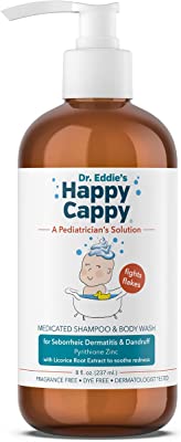 Book Cover Dr. Eddieâ€™s Happy Cappy Medicated Shampoo for Children, Treats Dandruff and Seborrheic Dermatitis, No Fragrance, Stops Flakes and Redness on Sensitive Scalps and Skin, Cradle Cap Brush Not Needed, 8 oz