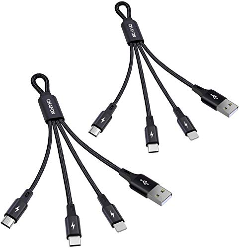 Multi Charging Cable Short,3 in 1 Multiple USB Charger Cord with Micro,Type C Connectors Compatible with Tablets/Samsung Galaxy/Google Pixel/LG and More(2 Pack)