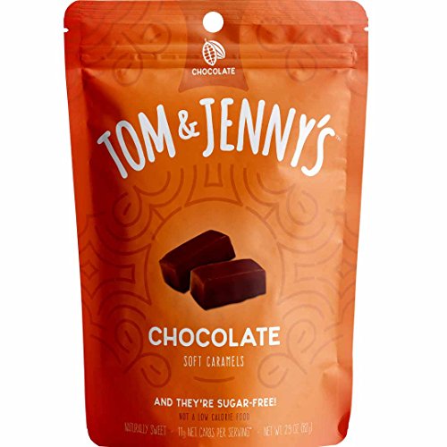 Tom & Jenny's Sugar Free Soft Caramel Candy with Chocolate and Sea Salt - Low Net Carb Keto Chocolate Candy - with Xylitol and Maltitol - (Chocolate Caramel, 1-pack)